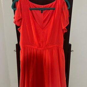 Express V-Neck Midi Dress in Bright Red